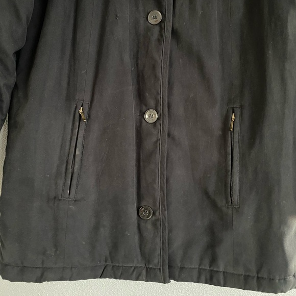 Izzi Coat Womens Size Small Black Outerwear Button Down Removable Fox Fur Collar - Picture 5 of 11